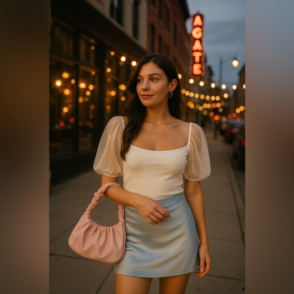 NWT Free People Puff Sleeve Ivory Top Intimately S Romantic Balletcore - Picture 2 of 12